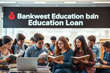 A student studying with books and a laptop, representing the support of Bankwest Education Loans for educational needs.