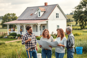 A rural home undergoing renovation with the assistance of a bank loan.
