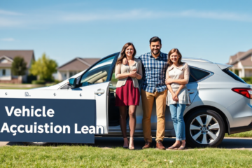 A happy family standing next to their new car, symbolizing the benefits of the Greater Bank Vehicle Acquisition Loan.