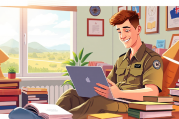 Defence Bank logo with an emphasis on education loans for Defence Force members.