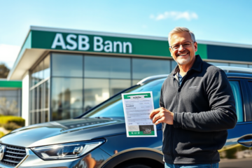 A happy family receiving keys for their new vehicle through the ASB Bank Vehicle Acquisition Loan.