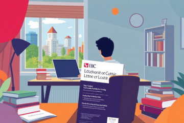 A student reviewing financing options for education with a CIBC pamphlet.