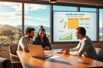 A family discussing their options for a Kiwibank real estate loan.