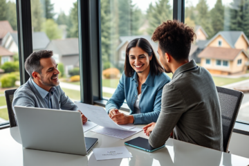 A person reviewing mortgage options with a National Bank of Canada advisor for real estate financing.