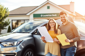Person securing a vehicle acquisition loan at Laurentian Bank of Canada for their new vehicle.