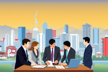 Illustration showcasing MUFG Bank's real estate loan services and financing solutions.