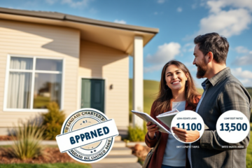 A couple discussing their financing options for a new home with a mortgage advisor at a bank.