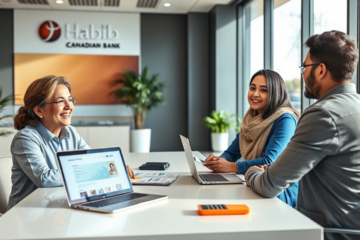 A person reviewing financial options for a personal loan at Habib Canadian Bank.