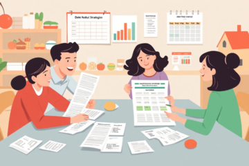 A person analyzing finances while prioritizing debt payments using a budget plan.