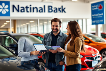 A person applying for car loans at the National Bank of Canada for vehicle financing.