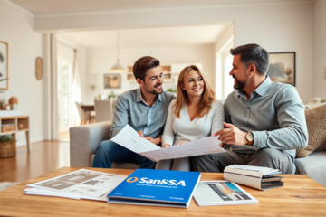 A person reviewing renovation plans with a calculator and BankSA logo.