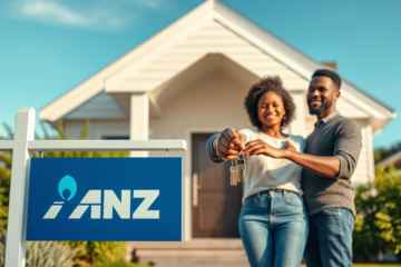 A mortgage document on a table with an ANZ Bank logo.