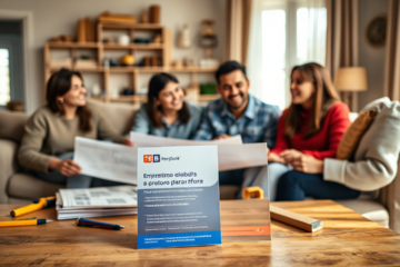 A family discussing home renovation ideas with a TSB Bank representative.