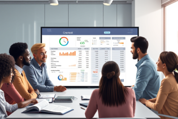 Illustration of a person analyzing a credit report to improve financial decisions.