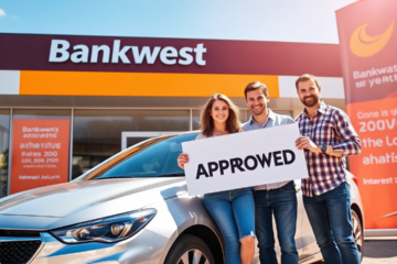 A happy customer receiving their vehicle after financing with Bankwest.