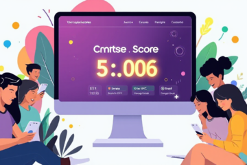 An illustration showing how to access free credit score services online.