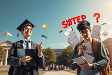 A student reviewing financial documents related to student loans.