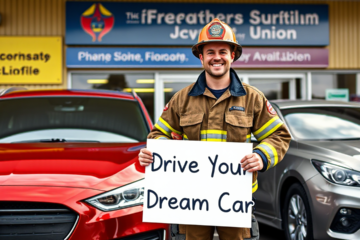 An image showcasing the Firefighters Credit Union auto loan options for vehicle acquisition.