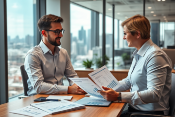 A business owner discussing commercial loans with a BankSA representative.