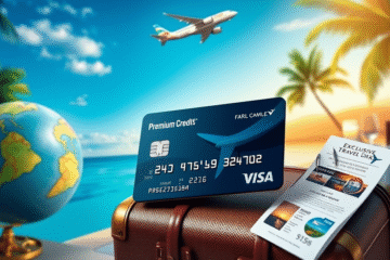 Credit card with travel rewards benefits and perks