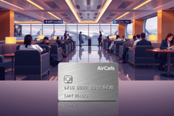 A luxurious airport lounge showcasing comfort and elegance for travelers enjoying exclusive benefits from premium credit cards.