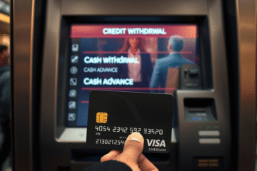 A person using a credit card to perform an emergency withdrawal at an ATM.