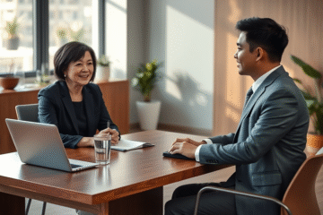 A person preparing for an interview, practicing responses to difficult questions
