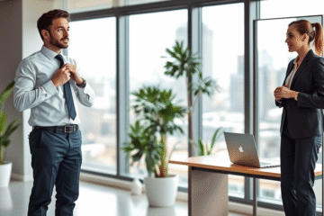 A well-dressed individual preparing for a job interview, showcasing professional attire suitable for interviews.