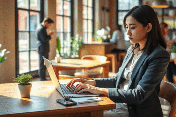 Job seeker researching company information before an interview