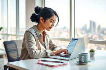 A person filling out a loan request form online.