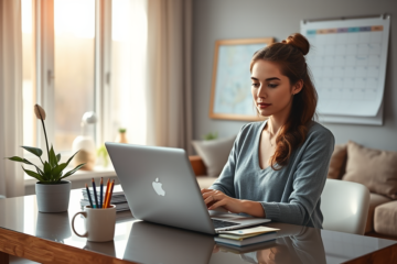 A person accessing online financial assistance for emergency funds.