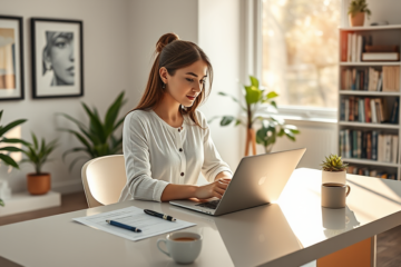 An illustration of a person applying for an extra loan online for immediate funds.