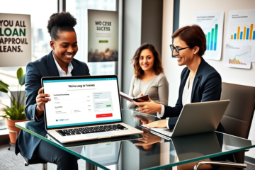 A person receiving approval for a loan online instantly.