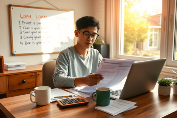 An individual reviewing their loan details and budgeting for easy repayment.
